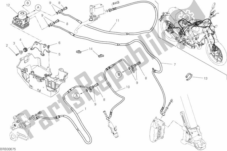 Alle onderdelen voor de Remsysteem Abs van de Ducati Scrambler Flat Track Thailand 803 2019